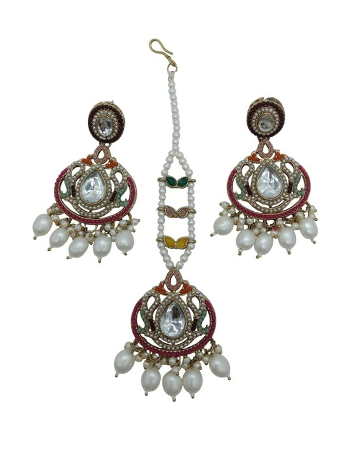 Jewel City Regal Pearl Kundan Choker Jewelry Set with Maang Tikka - Traditional Indian Wedding & Festival Collection