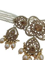 Thumbnail for Jewel City Elegant Champagne Pearl Choker Jewelry Set with Tikka - Antique Finish Bridal Collection