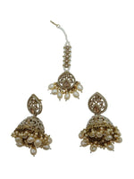 Thumbnail for Jewel City Elegant Champagne Pearl Choker Jewelry Set with Tikka - Antique Finish Bridal Collection