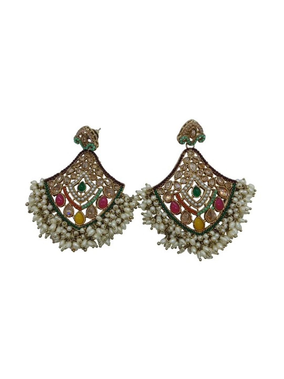Jewel City Exquisite Multi Color Kundan Pearl Choker Necklace Set - Traditional Indian Wedding Jewelry Collection