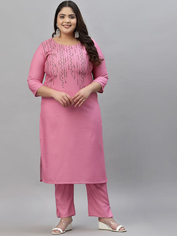 Sztori Plus Size Floral Printed Straight Kurta with Trousers - Distacart