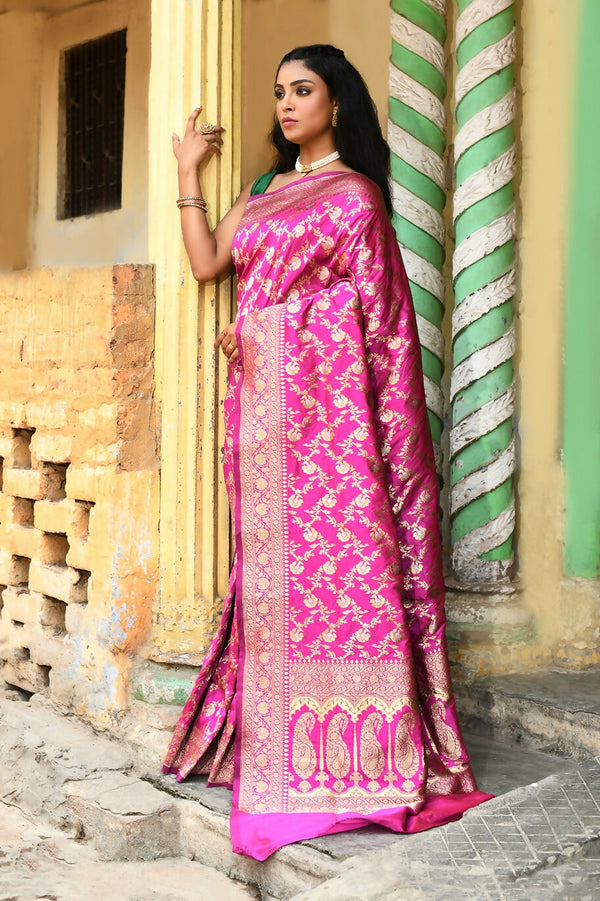 Joban Fashion Pink Soft Pure Handloom Banarasi Silk Saree