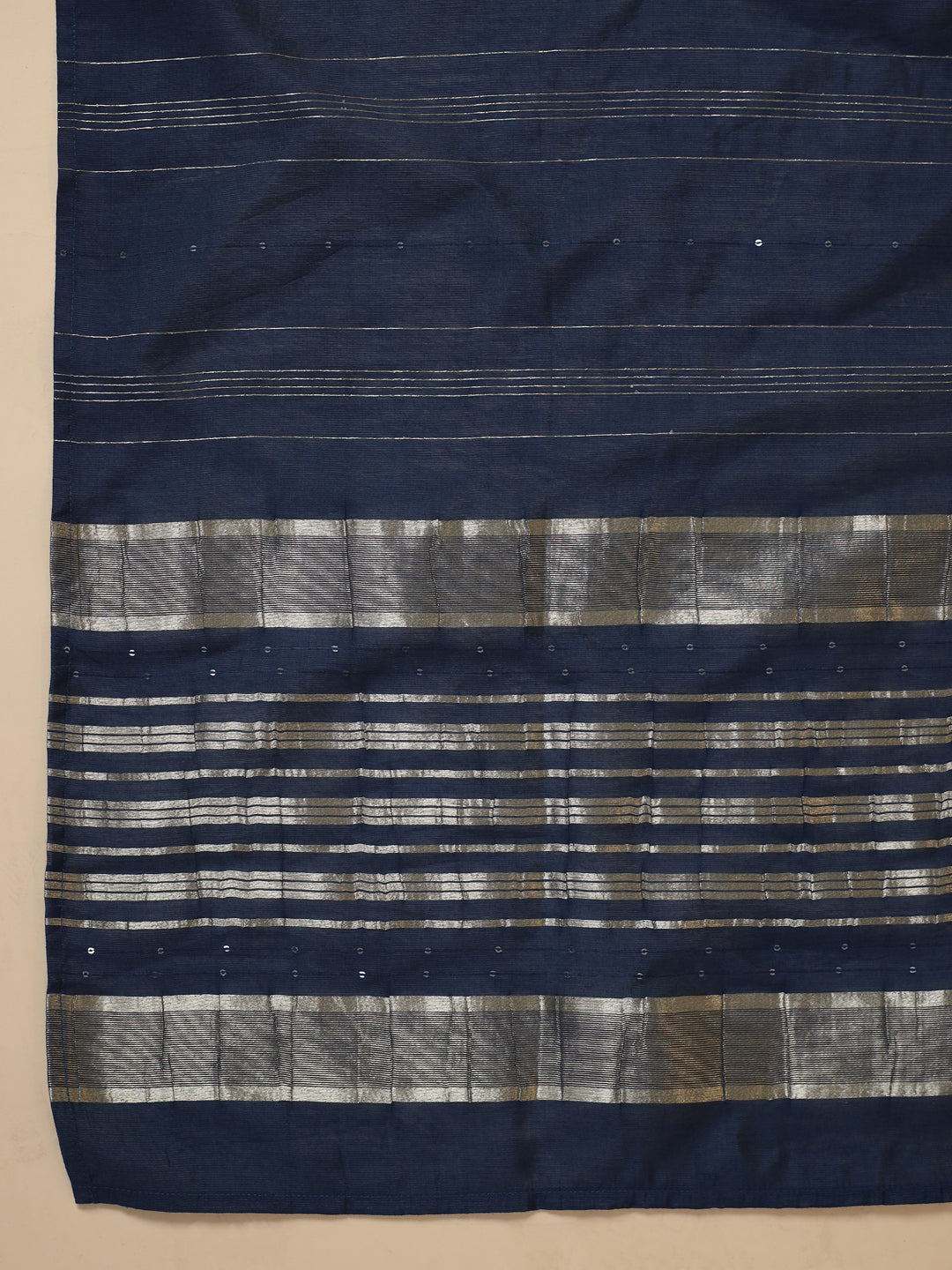Janasya Straight Magics Slub Blue Embroidered Round Neck Kurta,Bottom & Dupatta