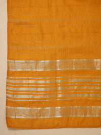 Thumbnail for Janasya Regular Magics Slub Mustard Embroidered Round Neck Kurta,Bottom & Dupatta