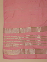 Thumbnail for Janasya Regular Magics Slub Baby Pink Solid Notch Neck Kurta,Bottom & Dupatta