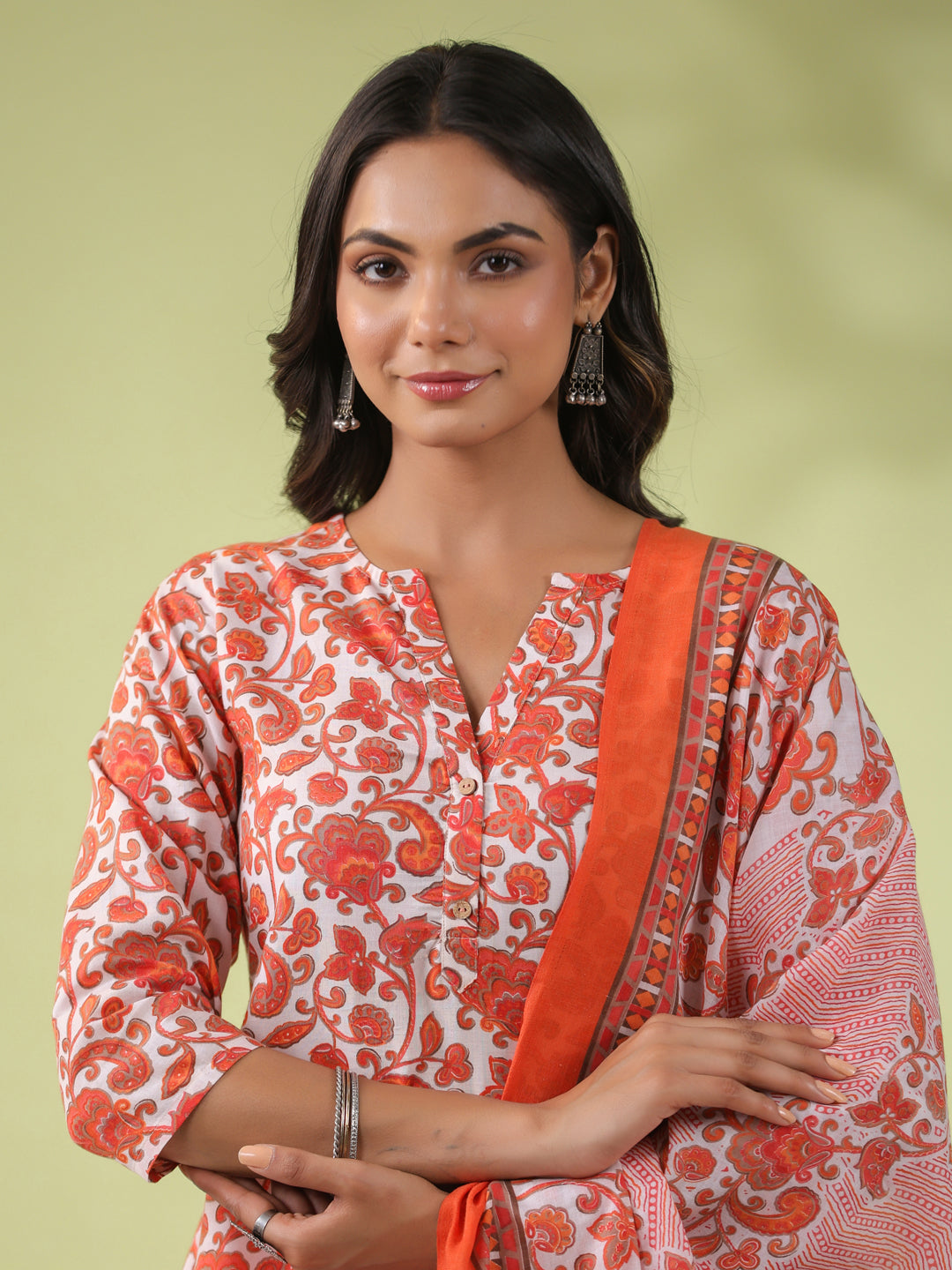 Janasya Regular Poly Cotton Off White Ethnic Motifs Round Neck Kurta Set - Distacart