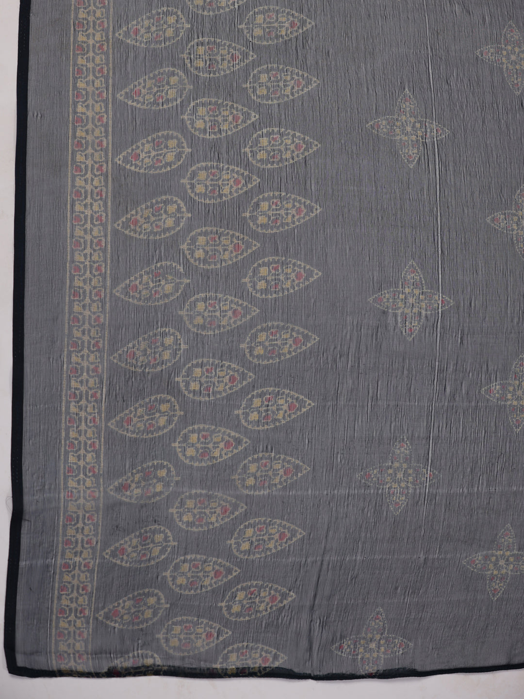 Janasya Pleated Biscuit Slub Teal Ethnic Motifs V-Neck Kurta,Bottom & Dupatta - Distacart
