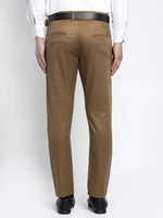 Thumbnail for Jainish Men's Brown Tapered Fit Formal Trousers - Distacart