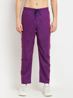Thumbnail for Jainish Men's Solid Cotton Track Pants - Purple - Distacart