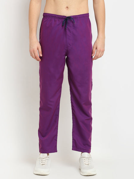 Jainish Men's Solid Cotton Track Pants - Purple - Distacart