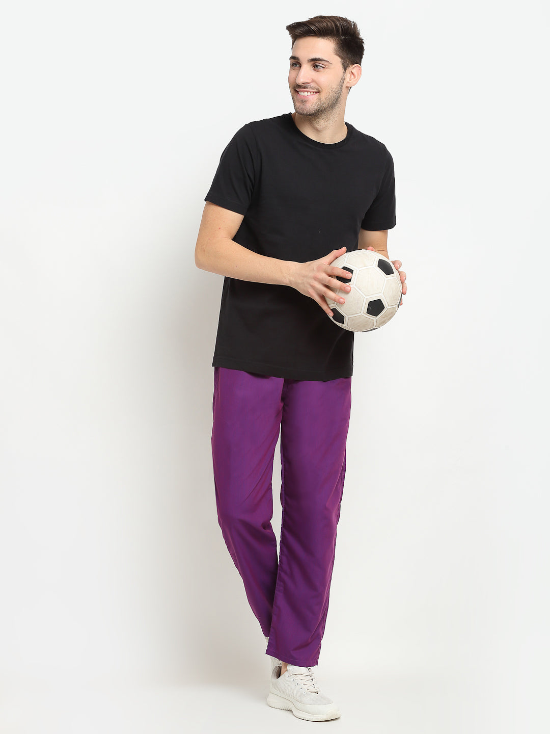 Jainish Men's Solid Cotton Track Pants - Purple - Distacart