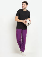 Thumbnail for Jainish Men's Solid Cotton Track Pants - Purple - Distacart