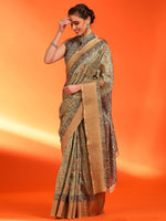 Thumbnail for NOZ2TOZ Women's Dola Silk Olive Printed Designer Saree With Blouse Piece - Distacart