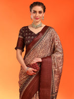 Thumbnail for NOZ2TOZ Women's Dola Silk Cream Printed Designer Saree With Blouse Piece - Distacart