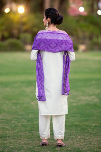 Thumbnail for Lyush Women Party Wear Embroidery Worked Kurta With Pant And Dupatta Set - Off White
