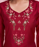 Thumbnail for Prazu Fashion Red Viscose Silk Embroidered Salwar Suit