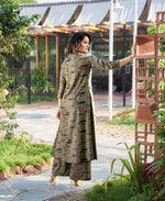 Thumbnail for Prazu Fashion Beige Reyon Cotton Print Kurti With Pant