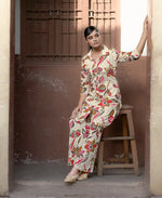 Thumbnail for Prazu Fashion Cream Khadi Cotton Floral Printed Co-Ord Set