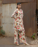 Thumbnail for Prazu Fashion Cream Khadi Cotton Floral Printed Co-Ord Set