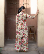 Thumbnail for Prazu Fashion Cream Khadi Cotton Floral Printed Co-Ord Set