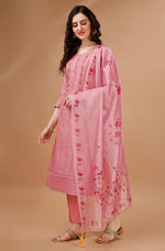 Thumbnail for Prazu Fashion Preach Chanderi Silk Chikankari Bored Salwar Suit