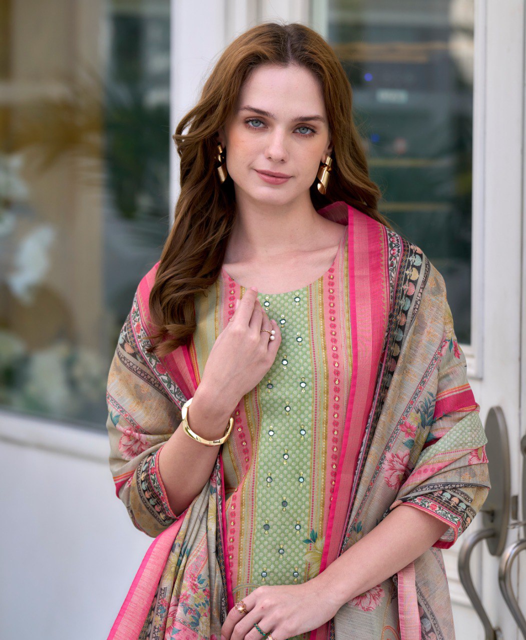 Prazu Fashion Light Green Silk Blend Designer Salwar Suit