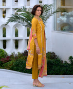 Thumbnail for Prazu Fashion Yellow Silk Blend Embroidered Salwar Suit
