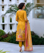 Thumbnail for Prazu Fashion Yellow Silk Blend Embroidered Salwar Suit