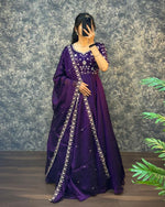 Thumbnail for Prazu Fashion Purple Silk Embroidred Gown With Dupatta