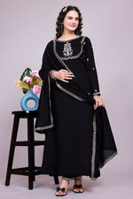 Thumbnail for Prazu Fashion Black Vichitra Silk Embroidered Salwar Suit