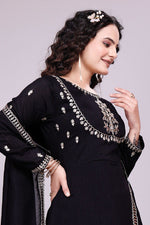 Thumbnail for Prazu Fashion Black Vichitra Silk Embroidered Salwar Suit