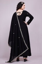 Thumbnail for Prazu Fashion Black Vichitra Silk Embroidered Salwar Suit