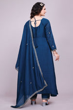 Thumbnail for Prazu Fashion Blue Vichitra Silk Embroidered Salwar Suit