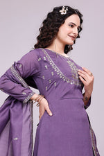 Thumbnail for Prazu Fashion Lavender Vichitra Silk Embroidered Salwar Suit
