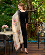 Thumbnail for Prazu Fashion Black Viscose Rayon Embroidered Straight Kurta Set