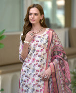 Thumbnail for Prazu Fashion Off White Cotton Leaf Embroidered Kurta Set