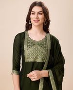 Thumbnail for Prazu Fashion Green Vichitra Silk Jacquard Salwar Suit