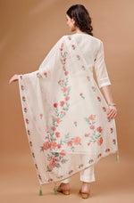 Thumbnail for Prazu Fashion Off White Chanderi Silk Embroidered Kurta Set