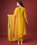 Thumbnail for Prazu Fashion Yellow Viscose Silk Embroidered Kurta Set