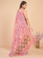 Thumbnail for NOZ2TOZ Women's Linen Blend Pink Printed Designer Saree With Blouse Piece - Distacart