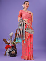 Thumbnail for Astita Pink Woven Zari Traditional Linen Cotton Saree with Rich Pallu & Unstitched Blouse - Festive & Wedding Wear Saree - Distacart