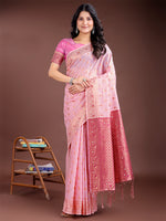 Thumbnail for Astita Elegant Pink Cotton Saree with Contrast Pallu - Perfect Blend of Tradition & Comfort - Distacart