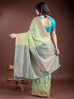 Thumbnail for Astita Elegant Light Green Cotton Saree with Contrast Pallu - Perfect Blend of Tradition & Comfort - Distacart