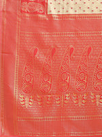 Thumbnail for Astita Cream & Red Banarasi silk Woven Zari Work Traditional Tassel Saree - Distacart