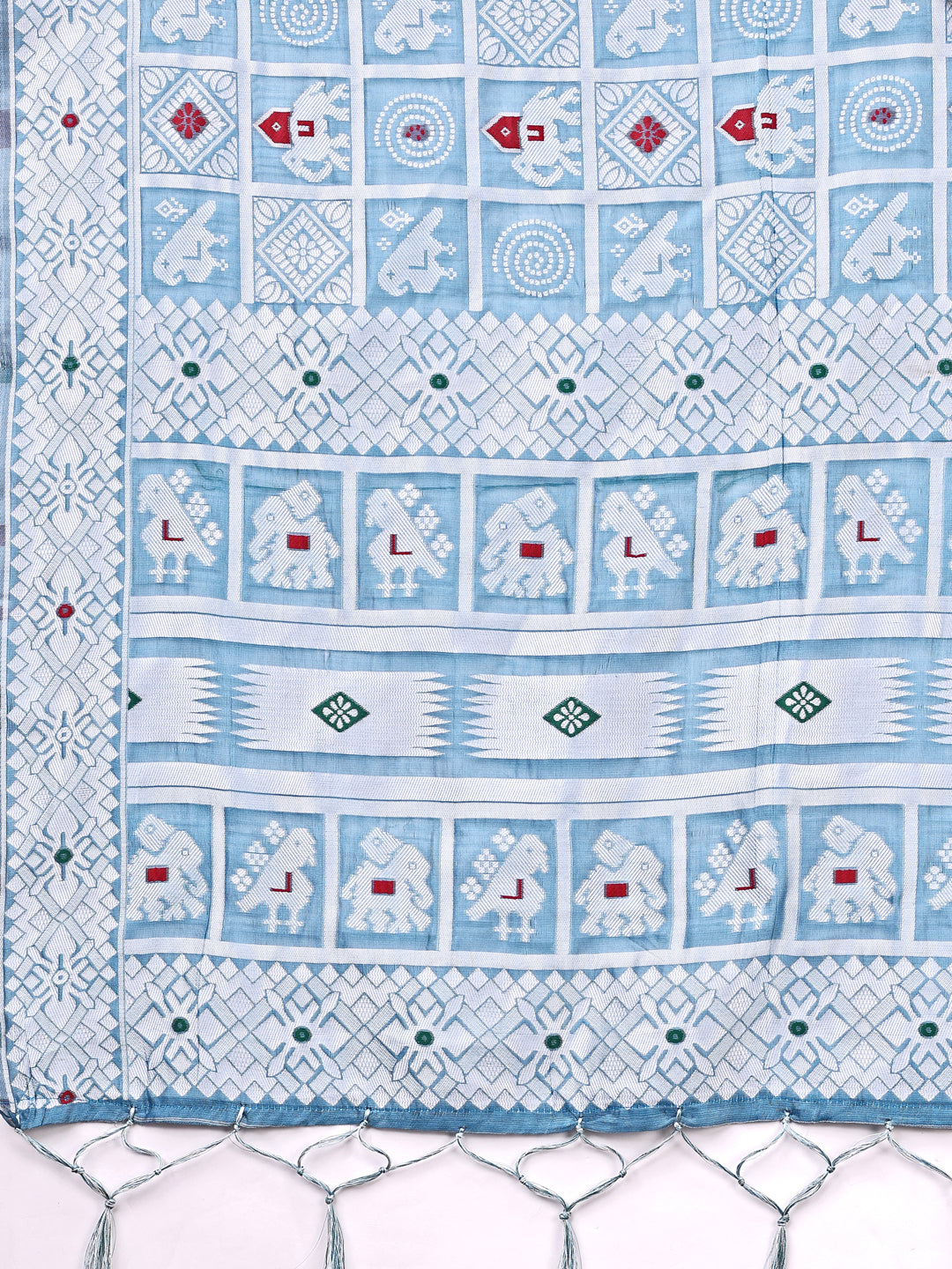 Astita Threads of Tradition: Sky Blue Linen Cotton Saree Woven with Stories of Grace & Heritage - Distacart