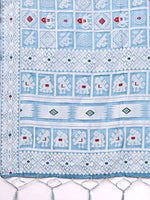 Thumbnail for Astita Threads of Tradition: Sky Blue Linen Cotton Saree Woven with Stories of Grace & Heritage - Distacart