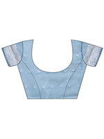 Thumbnail for Astita Threads of Tradition: Sky Blue Linen Cotton Saree Woven with Stories of Grace & Heritage - Distacart