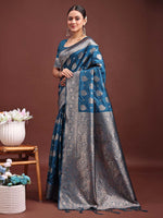 Thumbnail for Astita Royal Blue Banarasi Silk Saree with Zari Weaving - A Timeless Tale of Elegance - Distacart