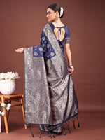 Thumbnail for Astita Navy Blue Banarasi Silk Saree with Zari Weaving - A Timeless Tale of Elegance - Distacart