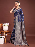 Thumbnail for Astita Navy Blue Banarasi Silk Saree with Zari Weaving - A Timeless Tale of Elegance - Distacart
